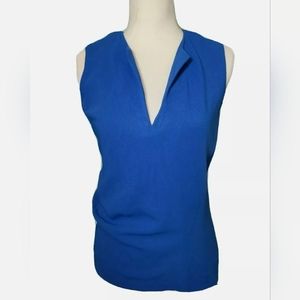 Reed Krakoff Cobalt Blue V Neck Sleeveless Blouse Azimetric Made Italy Size 4